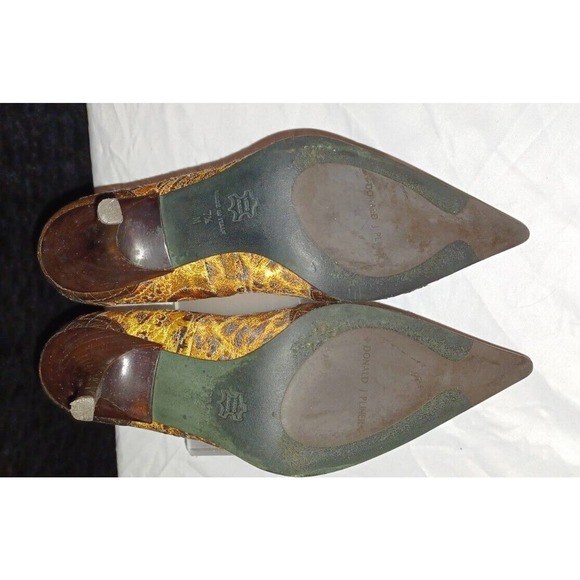 Donald J Pliner Couture Brown Leather Tapestry Pointed Toe Pumps Size 7.5 - Picture 7 of 7